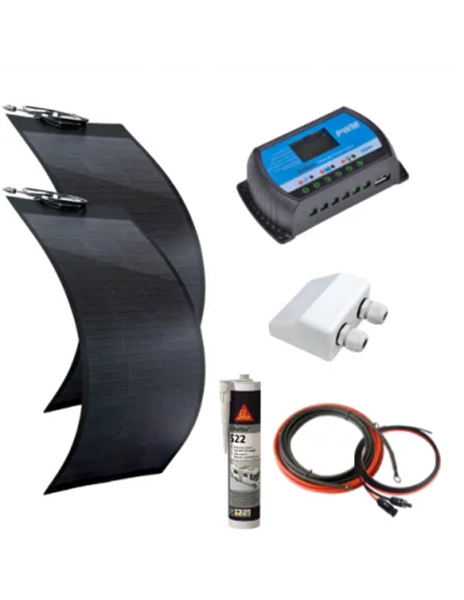 kit solaire 200w panneaux souples avec passe toit